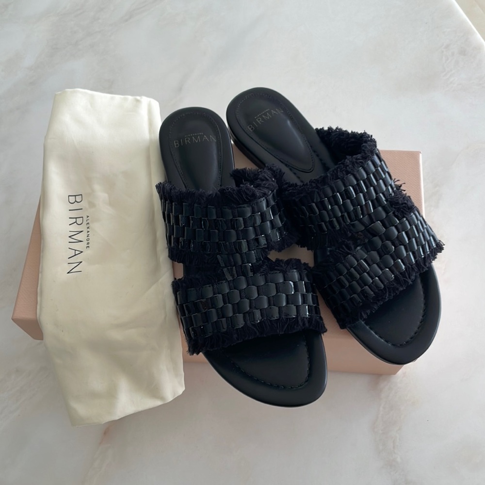 NWT Alexandre Birman Black Kate Woven Leather Sandals-Size 38/ US 8